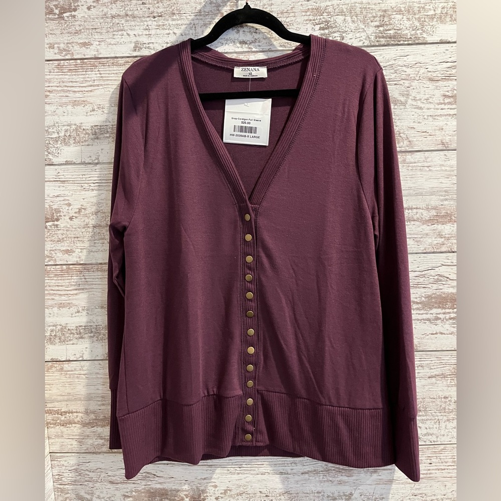 Zenana Outfitters Purple Cardigan 1X